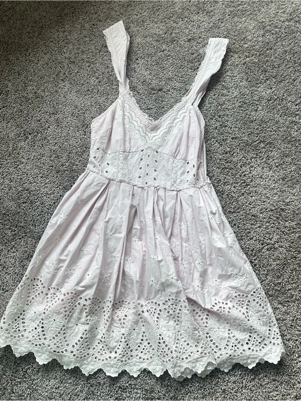 LoveShackFancy Pale Pink Eyelet Cotton Mini Dress - Picture 2 of 6